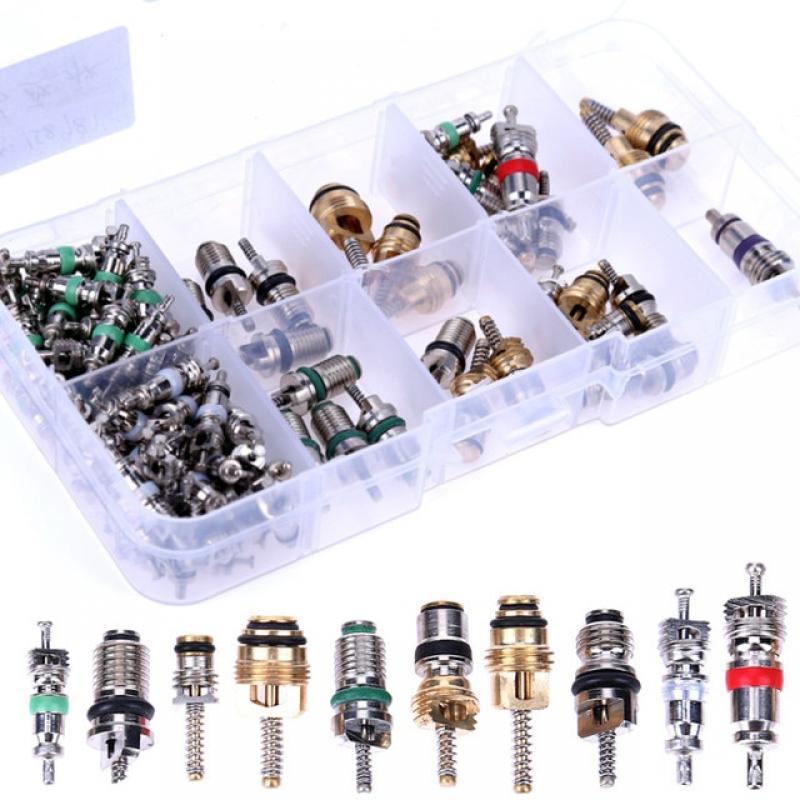 R134A Car A/C Core Valves Automotive Air Conditioning Assortment Kit 100Pcs/box