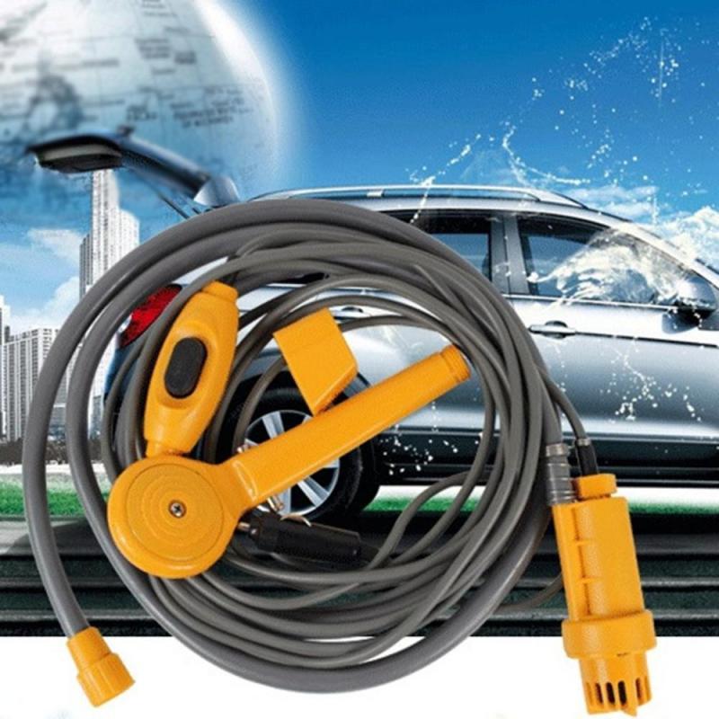Portable Electronic 12V Orange Outdoor Mini Smart Car Shower for Camping Hiking One Touch Operation Built-in System