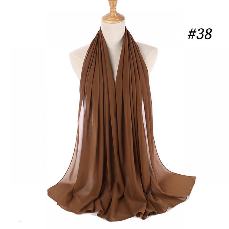 Hijab Scarf 72*175cm Plain Chiffon Scarves For Women Muslim Fasion Islam Clothing Headscarves Shawl For Ladies Headwrap Ramadan