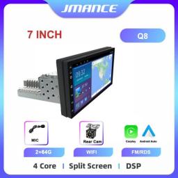JMANCE 1DIN FM 7 Inch Adjustable 2GB 64GB Car Radio Android  Auto Carplay For Volkswagen Nissan Hyundai Toyota Multimedia Player