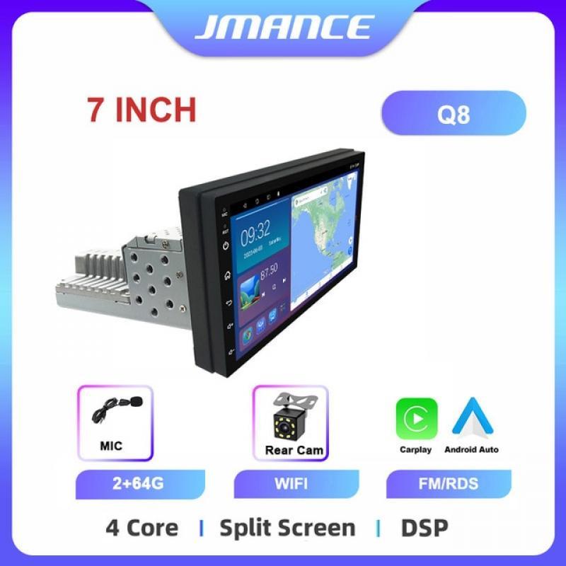 JMANCE 1DIN FM 7 Inch Adjustable 2GB 64GB Car Radio Android  Auto Carplay For Volkswagen Nissan Hyundai Toyota Multimedia Player
