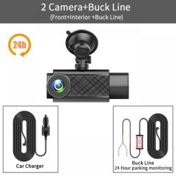 3 Camera Lens Car DVR 3-Channel Dash Cam 1080P Dash Camera Dual Lens Dashcam Video Recorder Black Box 24H Parking Monitoring