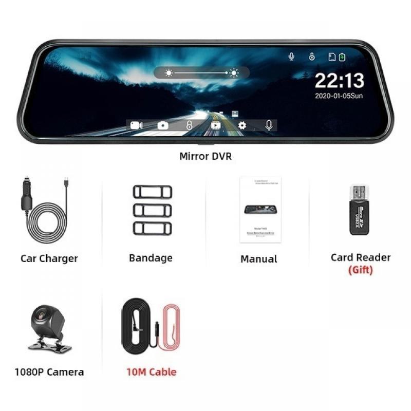 Mirror Camera for Car Touch Screen  Video Recorder Rearview mirror Dash Cam Front and Rear Camera Mirror DVR Black Box