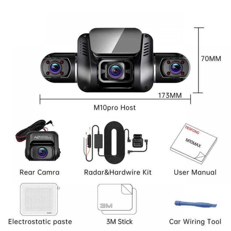 TiESFONG M10max 2K 1440P Dash Cam for Car DVR 4CH 360 Camera 24H Parking Monitor Night Vision Auto Video Recorder WiFi 256Gmax