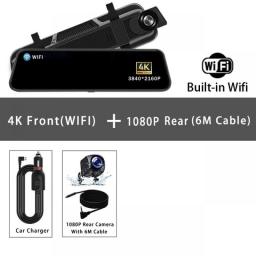 10 Inch 4K GPS WIFI Car Dvr Mirror Dash Cam Dual Lens Dashcam IPS Screen Car Camera Drive Recorder Stream RearView Mirror