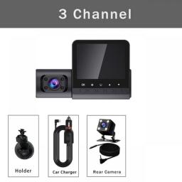 3 Channel Car DVR HD 1080P 3-Len Inside Vehicle Dash Cam Three Way Camera DVRs Recorder Video Registrator Mini Dashcam Camcorder