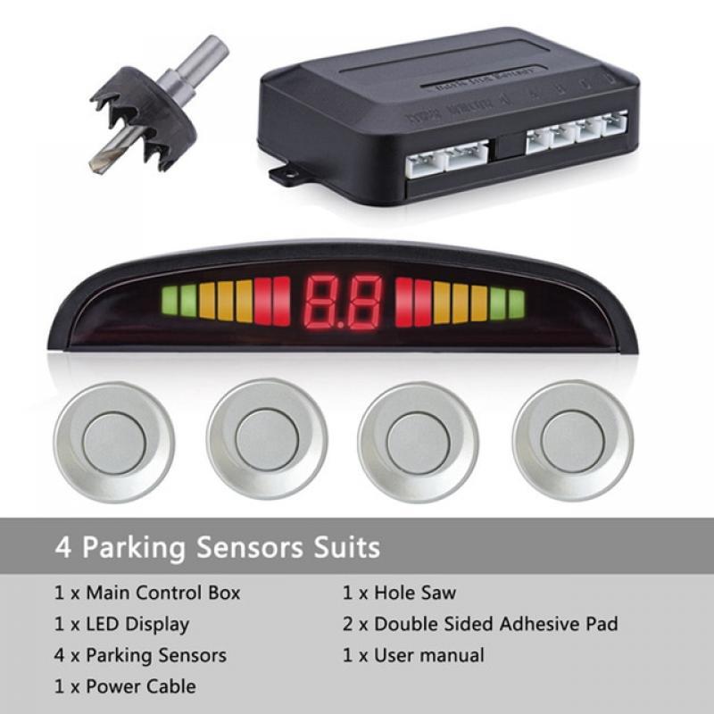 Car Parktronic Parking Sensor 4 Sensors 22mm LED Backlight Display Reverse Backup Radar Monitor System for vw saab bmw hyundai