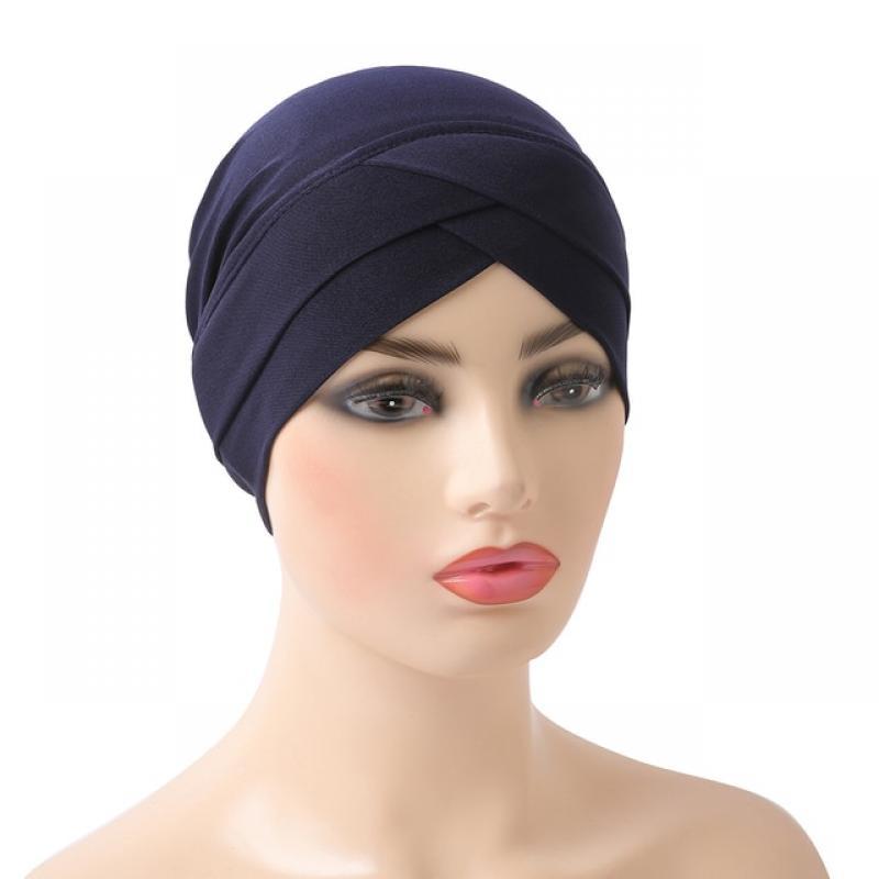 H117 high quality criss cross muslim hijab inner hat underscarf pull on islamic scarf turban caps full headcover women headwrap