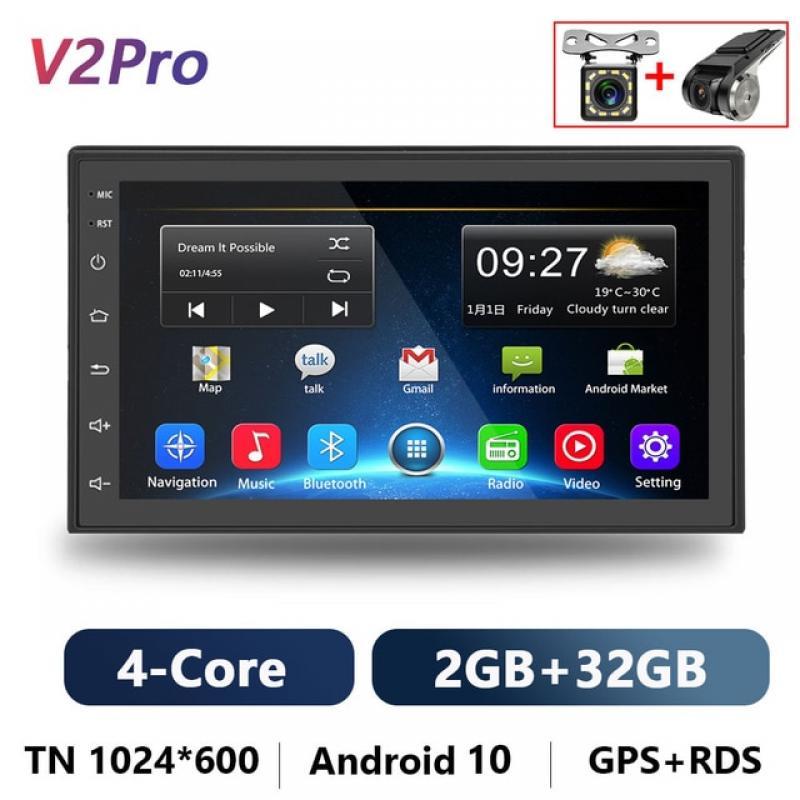 Podofo AI Voice 2din Android Car Radio Multimedia Video Player Autoradio 2 Din 7'' CarPlay Stereo GPS Maps For VW Nissan Toyota