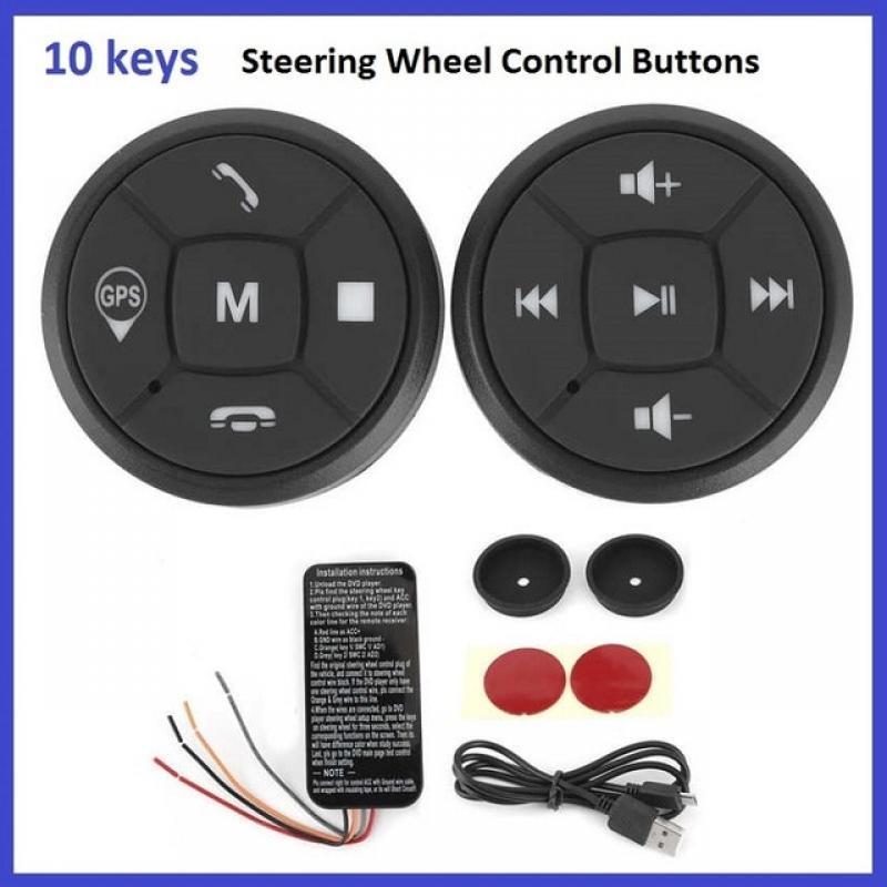 Metal ABS10 Keys Car Steering Wheel Control Buttons Multimedia Navigation Host Remote Control