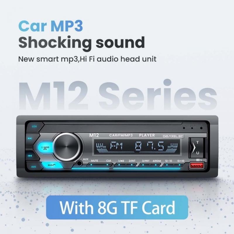 1 Din Car Radio Stereo Player Universal FM Bluetooth MP3 Player Auto Stereo In-dash Colorful lights Voice assistant Car Stereo