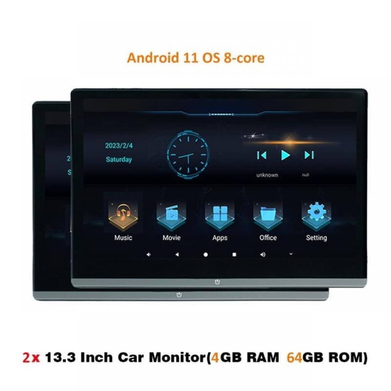 Android Car Headrest With Monitor Screen for Kids Child Rear Car Screen 13 Inch Video HDMI TV Rear Seat Entertainment 1920x1080