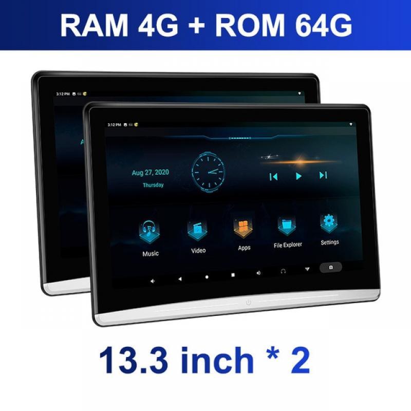 Ainavi 13.3 Inch Headrest TV 4K Car Monitor Android 10.0 Multifunction Tablet Touch Screen WiFi/Bluetooth/USB/SD/HDMI in out FM