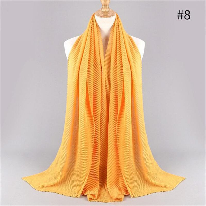 2022 New 180x90CM Muslim Solid Color Folds Striped Women's Hijab Women's Fashion Oversized Shawl Scarf Ready Turban Headscarf