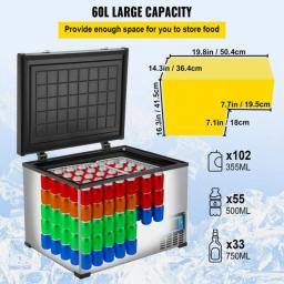 VEVOR 45L 60L 85L Mini Car Refrigerator Portable Compressor Freezer Cooler 12V/24V DC 110-240 AC For RV Boat Camping Travelling