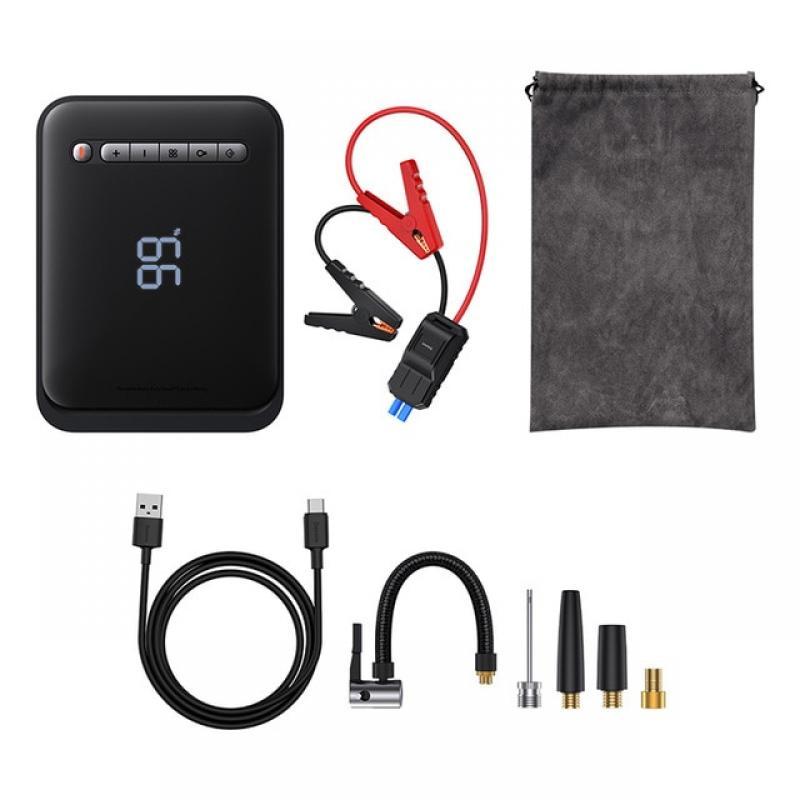 Baseus 2 In 1 Car Jump Starter Power Bank With Air Compressor Tire Pump Emergency Battery Charger Car Booster Starting Device