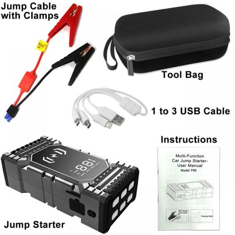 New 24000mAh High Capacity Car Jump Starter Power Bank 2500A Emergency Starting Device Car Battery Booster for Petrol Diesel