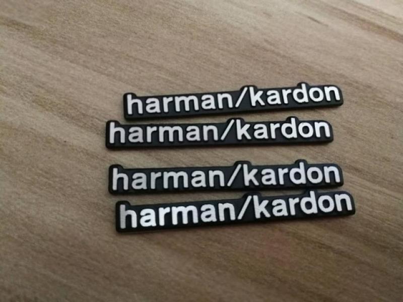 4pcs/lot harman/kardon Hi-Fi Speaker audio Speaker 3D Aluminum Badge Emblem stereo sticker 43x5mm