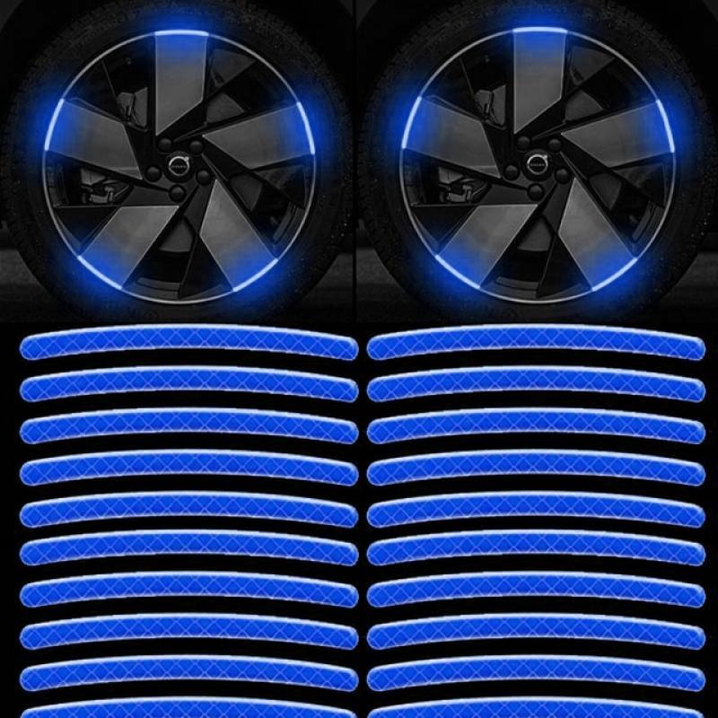 NEW 20PCS Auto Motorcycle Bicycle Wheel Hub Reflective Sticker Tire Rim Luminous Sticker Safety Reflective Strip Sticker
