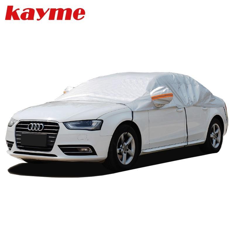 Kayme aluminum half car cover waterproof car sun umbrella sun protection universal covers sunshade windscreen protectors S M XL