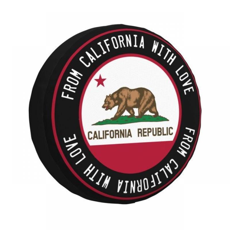 Bear California Republic Flag Tire Cover 4WD 4x4 SUV Spare Wheel Protector for Toyota RAV4 Prado Car