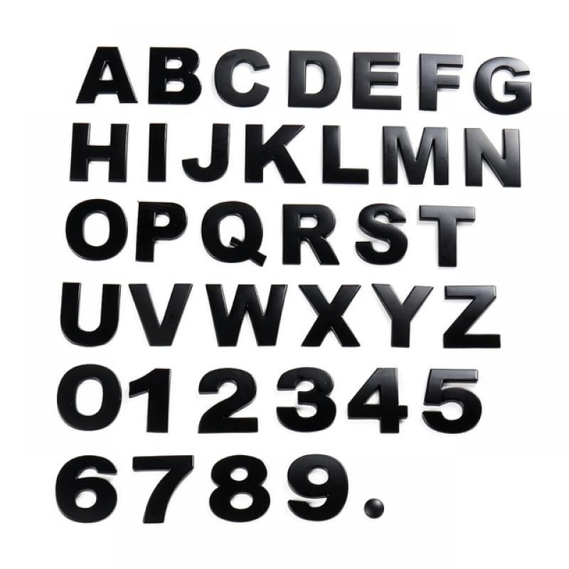 New 45 And 25mm 3D DIY Letters Alphabet Emblem Chrome And Black Car Sticker Digital Badge Logo Accessories Motorcycle