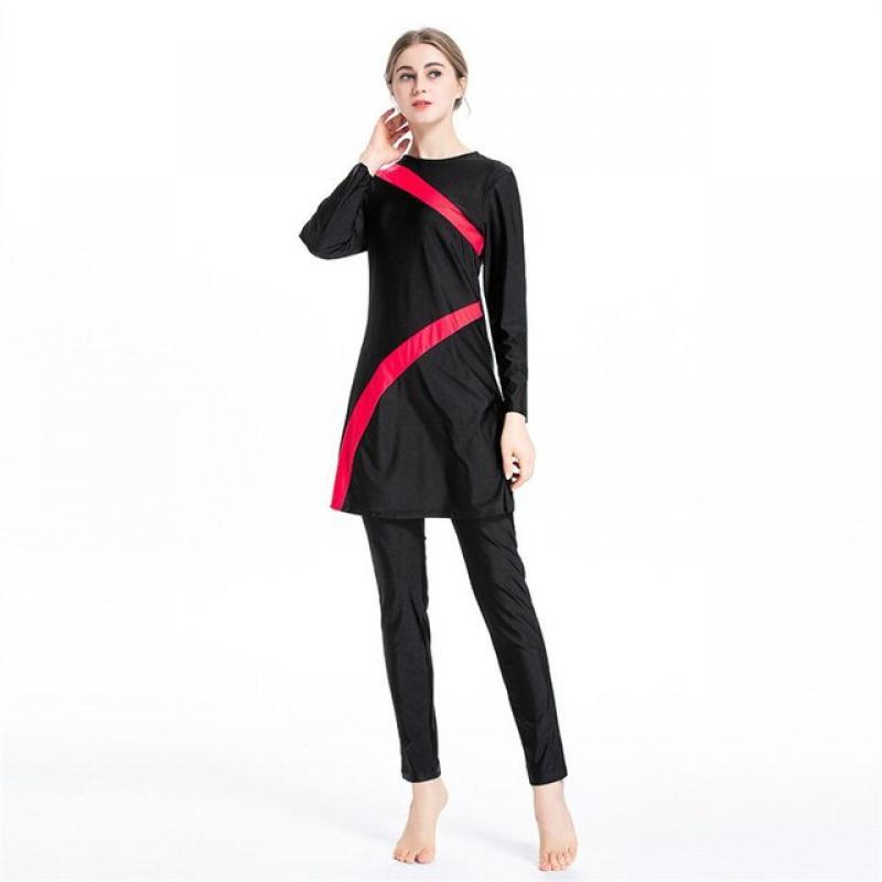 New Ladies Slim Color Matching Muslim Swimsuit Set Of Three