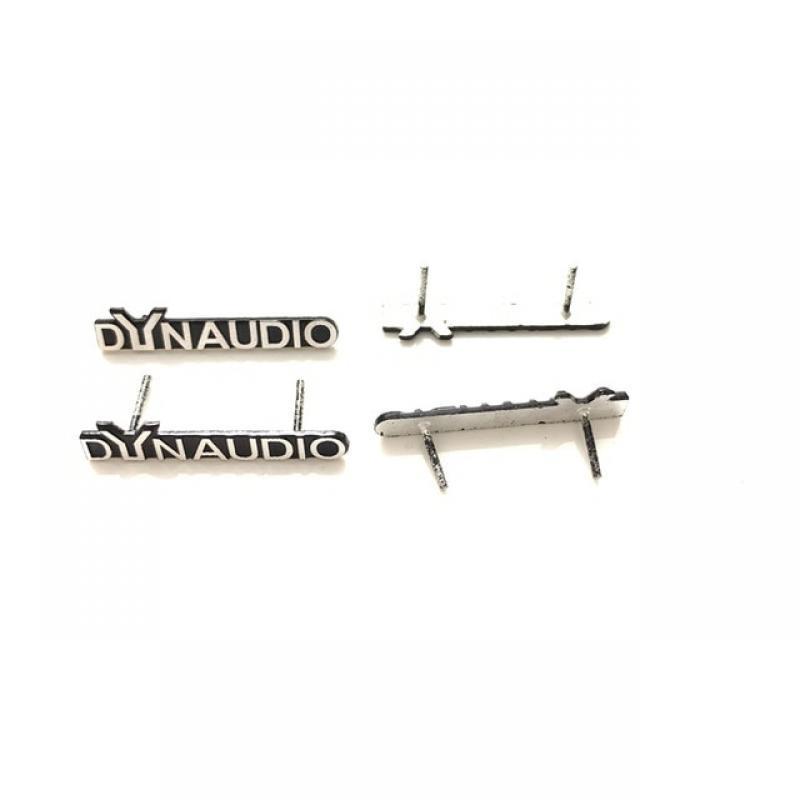 4X DYNAUDIO speaker aluminum with 2 pins trumpet horn sound letter stickers car styling For CC New Beetle