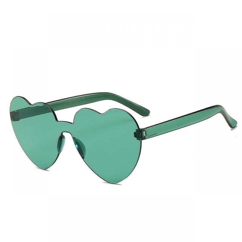 Motorcycle Gradient Heart Shaped Conjoined Sunglasses Transparent Jelly Color Frameless Sun Glasses Female Uv400 Driver Eyewear