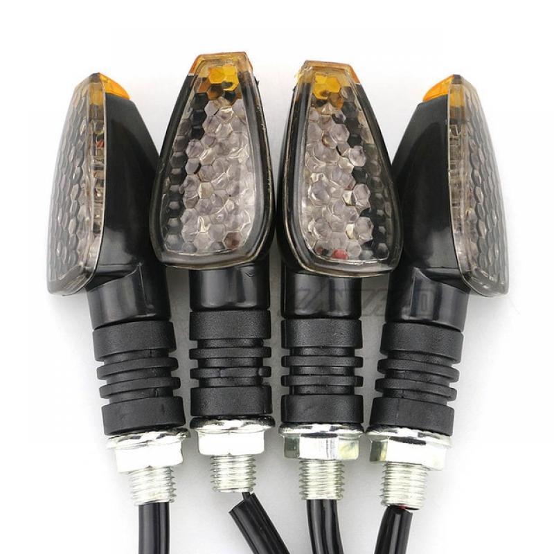 4pcs/set Universal Motorcycle LED Turn Signals Long Short Turn Signal Indicator Lights Blinkers Flashers Amber Color Accessories