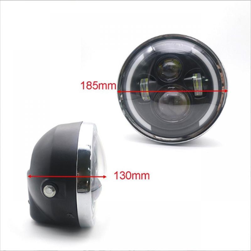 Motorcycle 7/7.5 Inch Headlight Round LED Headlamp Projection Moto Head Light For Harley Cafe Racer Chopper Honda Universal