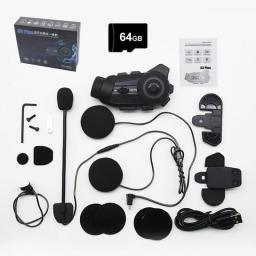 5.1 Bluetooth Motorcycle Helmet Camera Wireless Headset 2K Motorcycle DVR Intercom 6 Rider Waterproof Universal Noise Reduction