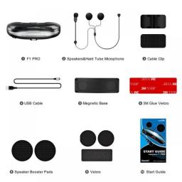 Newest Fodsports F1 Pro Motorcycle Intercom With LED Lights Helmet Bluetooth Headset For 2 Riders Moto Comumicador, FM Radio