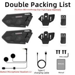 WAYXIN R6s Helmet Headset Motorcycle Intercom 6 Riders Helmet Hands Free Communication Interphon 1200m BT 5.0 MP3 GPS Waterproof