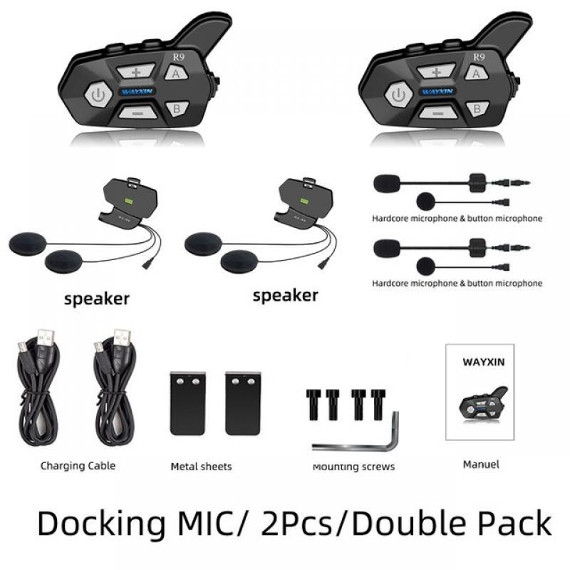 WAYXIN R9 Helmet Headsets Motorcycle Intercom 6 Riders Communication Interphone Intercomunicador Moto Waterproof FM Radio BT 5.0