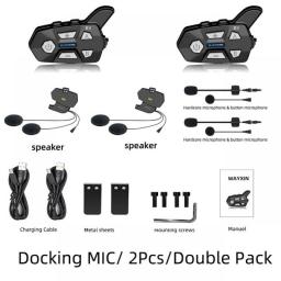 WAYXIN R9 Motorcycle Helmet Intercom Bluetooth Headset 6 Rider Motorcycle Intercom 1500m Universal Pairing Waterproof Fm Radio
