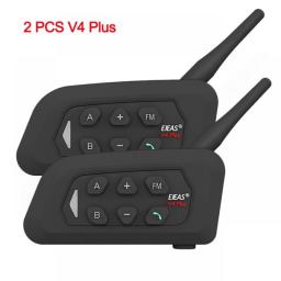 EJEAS V4 Plus Bluetooth Motorcycle Helmet Intercom Headset 4 Riders Full Duplex Intercomunicador 1500M Handlebar Remote Control