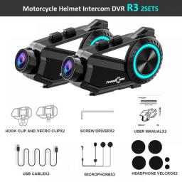Freedconn R3 Motorcycle Helmet Headset Group Intercom WiFi App 1440P Motorbike Dash Cam Motor Auto DVR