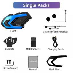 WAYXIN Helmet Headsets M910 Pro Motorcycle 6 Rider Intercom,One Button Pairing ,Talk&Listen To Music At The Same Time
