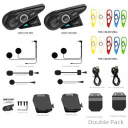 WAYXIN Helmet Headset  Motorcycle Intercom Helmets Bluetooth 5.0 Universal Pairing FM Radio 8 People Headset Interphone R15 Pro