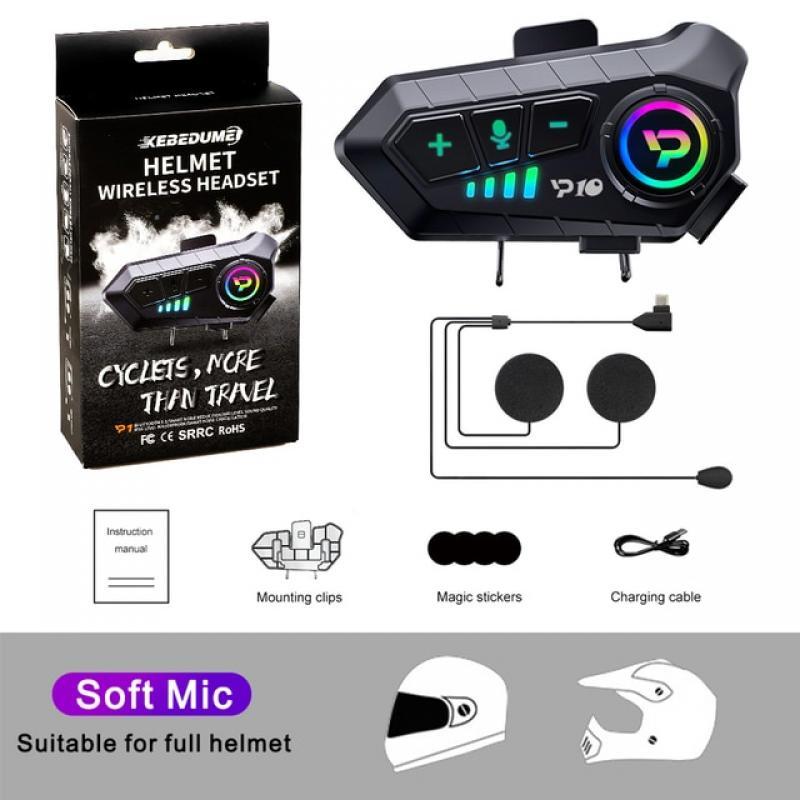Motorcycle Helmet Headset Bluetooth Wireless IPX6 Waterproof Noice Reduction Earphone Super Long Standby HandsFree Headphone