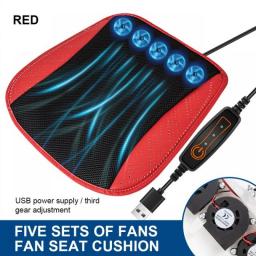 Car Summer Cool Ice Silk Seat Cushion With USB 8/5 Fan Blowing Cool Summer Ventilation Cushion Seat Cushion Car Seat Cooling Pad