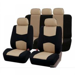 2/4/9Pcs Universal Car Seat Cover Set Fit Most Car Plain Fabric Bicolor Stylish Car Accessories Decoration Seat Protective Cover