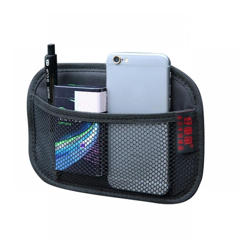 Small Car Net Pocket Leather Oxford Fabric Mesh Bag Phones Coins Keys  Storage Net Bag Car Interior Organizer Stowing Tidying