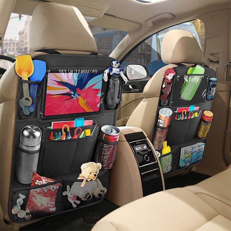 Car Rear Seat Organizer with Touch Screen Tablet Holder Automatic  Cover Seat Seat Back Protector Child Travel Storage Bag