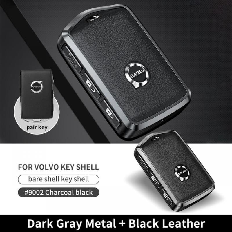 Metal Cowhide Car Remote Key Case Cover Shell For Volvo XC60 XC40 XC90 S90 V60 S60 V90 2010-2022 Holder Protector Fob Keychain