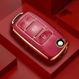 TPU Car Flip Key Case Cover Shell For Volkswagen VW Polo Golf Passat Tiguan Beetle Caddy T5 Up Eos Skoda Octavia Seat Leon Altea