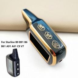 Carrying Soft Leather Key Case Keychain Fob Cover For Starline B9/B91/B6/A61/A91/V7 LCD Russian Alarm Two Way Version Remote TPU