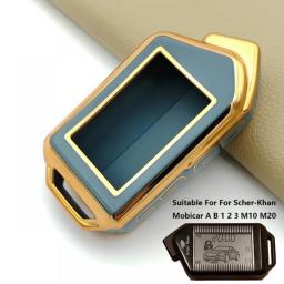 2-Way LCD Keychain Remote 100Percent Leather Case Cover For Car Alarm System Sher-khan Mobicar A Mobicar B Key Protect Shell