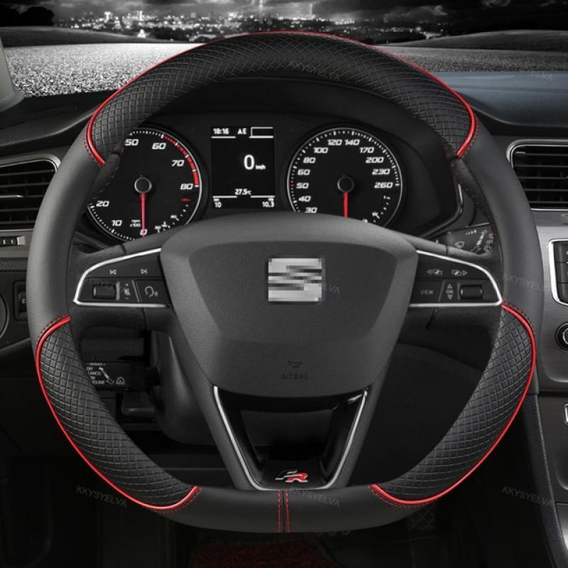 Car Steering Wheel Cover Microfiber Leather 38cm Non-Slip For Seat Tarraco Arona Ateca Ibiza Toledo Mii Leon Arosa Exeo ST FR